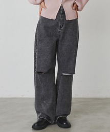 ダメージストレートデニム【S,M,Lサイズ展開】