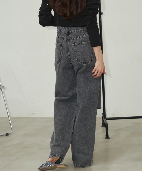 セール】ダメージストレートデニム【S,M,Lサイズ展開】（デニム