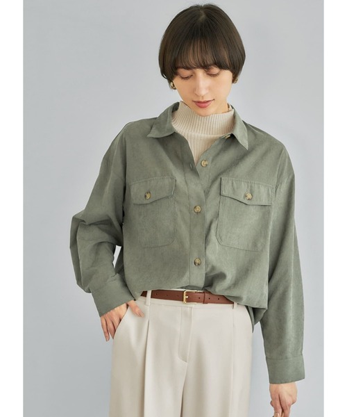STYLE DELI(スタイルデリ)の「ピーチツイルオーバーサイズシャツ(シャツ/ブラウス・レディース・ライトベージュ/ライトカーキ/キャメル・FREE)」の3枚目の写真