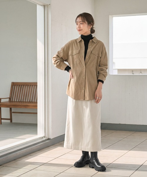 STYLE DELI(スタイルデリ)の「ピーチツイルオーバーサイズシャツ(シャツ/ブラウス・レディース・ライトベージュ/ライトカーキ/キャメル・FREE)」の16枚目の写真