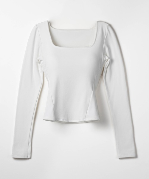 SNSで話題！【 裏起毛 ／ カップ付き 】スクエアネックスリム