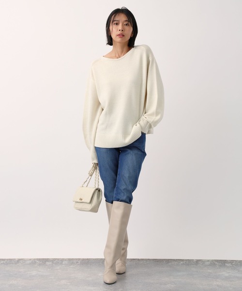 BARNYARDSTORM（バンヤードストーム）の「BARNYARDSTORM / キレイめ2WAYニット（ニット/セーター・レディース・モカ/ホワイト/ブルー・FREE）」の19枚目の写真