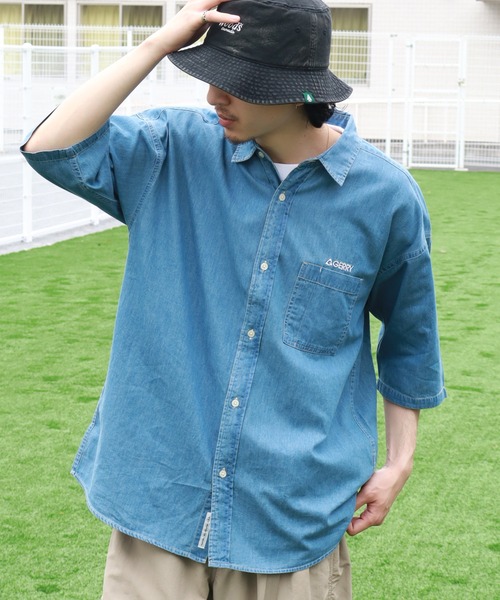 GERRY（ジェリー）の「【GERRY/ジェリー】 4.5ozデニム ワンポイント刺繍 ショートスリーブシャツ（シャツ/ブラウス・メンズ・ブラック/ネイビー/ブルー・LL/L/M）」の17枚目の写真