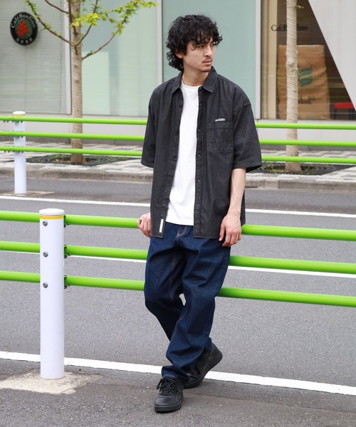 GERRY（ジェリー）の「【GERRY/ジェリー】 4.5ozデニム ワンポイント刺繍 ショートスリーブシャツ（シャツ/ブラウス・メンズ・ブラック/ネイビー/ブルー・LL/L/M）」の5枚目の写真