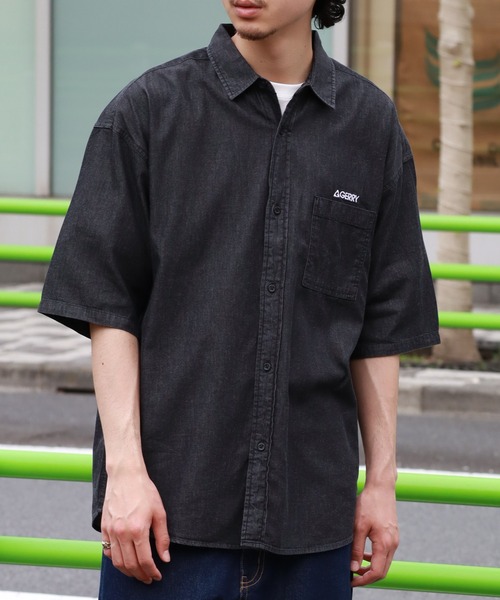 GERRY（ジェリー）の「【GERRY/ジェリー】 4.5ozデニム ワンポイント刺繍 ショートスリーブシャツ（シャツ/ブラウス・メンズ・ブラック/ネイビー/ブルー・LL/L/M）」の6枚目の写真