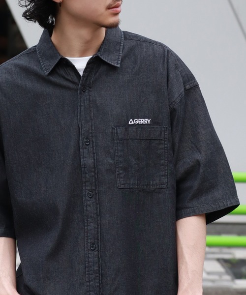 GERRY（ジェリー）の「【GERRY/ジェリー】 4.5ozデニム ワンポイント刺繍 ショートスリーブシャツ（シャツ/ブラウス・メンズ・ブラック/ネイビー/ブルー・LL/L/M）」の7枚目の写真