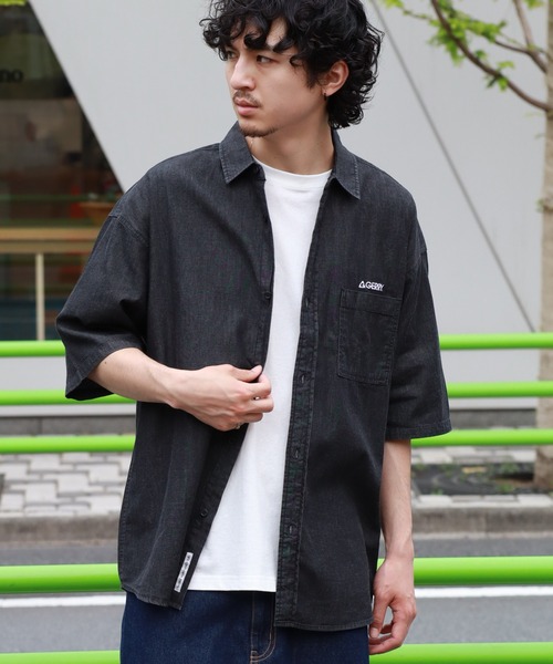 GERRY（ジェリー）の「【GERRY/ジェリー】 4.5ozデニム ワンポイント刺繍 ショートスリーブシャツ（シャツ/ブラウス・メンズ・ブラック/ネイビー/ブルー・LL/L/M）」の8枚目の写真