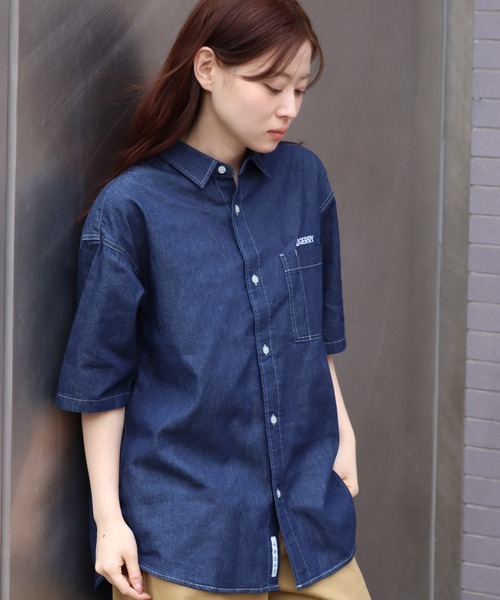 GERRY(ジェリー)の「【GERRY/ジェリー】 4.5ozデニム ワンポイント刺繍 ショートスリーブシャツ(シャツ/ブラウス・メンズ・ブラック/ネイビー/ブルー・LL/L/M)」の10枚目の写真