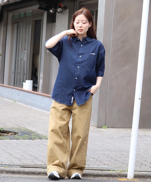 GERRY(ジェリー)の「【GERRY/ジェリー】 4.5ozデニム ワンポイント刺繍 ショートスリーブシャツ(シャツ/ブラウス・メンズ・ブラック/ネイビー/ブルー・LL/L/M)」の13枚目の写真