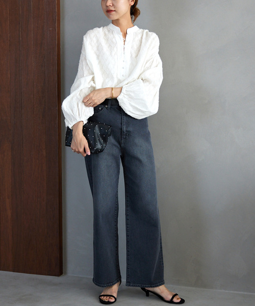 追加7》コットンジャガードギャザーブラウス（シャツ/ブラウス