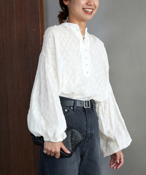 く*ん様 コットンジャガードギャザーブラウス コットンジャガードギャザーブラウス