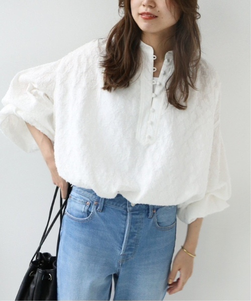 追加7》コットンジャガードギャザーブラウス（シャツ/ブラウス