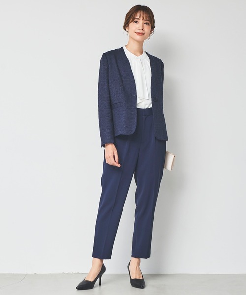 DRESS LAB(ドレスラボ)の「【手洗い可/セレモニースーツ】ツイードノーカラージャケット・タックセンタープレスパンツ 2点セット ≪卒業式 入学式 ママスーツ≫(スーツセット・レディース・ネイビー/アイボリー/ブラック・LL/L/S/M)」の12枚目の写真