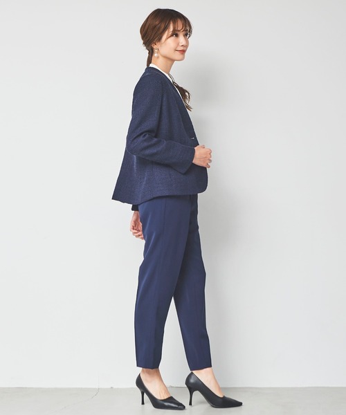 ドレスラボ ノーカラージャケット タックセンタープレスパンツスリムセットアップ DRESS LAB セットアップ 「手洗い可能/セットアップ」ノーカラー