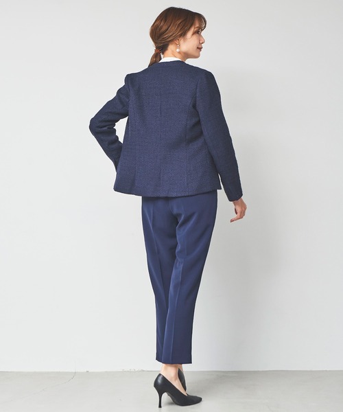 DRESS LAB(ドレスラボ)の「【手洗い可/セレモニースーツ】ツイードノーカラージャケット・タックセンタープレスパンツ 2点セット ≪卒業式 入学式 ママスーツ≫(スーツセット・レディース・ネイビー/アイボリー/ブラック・LL/L/S/M)」の17枚目の写真