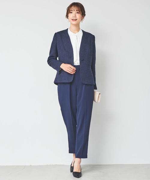 DRESS LAB(ドレスラボ)の「【手洗い可/セレモニースーツ】ツイードノーカラージャケット・タックセンタープレスパンツ 2点セット ≪卒業式 入学式 ママスーツ≫(スーツセット・レディース・ネイビー/アイボリー/ブラック・LL/L/S/M)」の11枚目の写真
