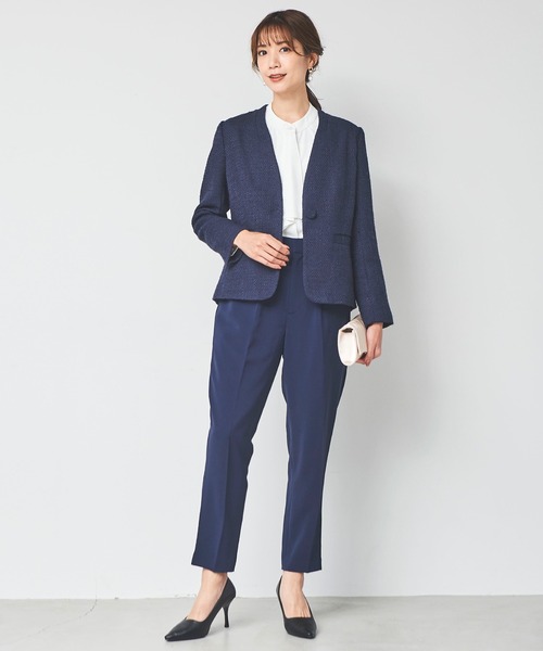DRESS LAB(ドレスラボ)の「【手洗い可/セレモニースーツ】ツイードノーカラージャケット・タックセンタープレスパンツ 2点セット ≪卒業式 入学式 ママスーツ≫(スーツセット・レディース・ネイビー/アイボリー/ブラック・LL/L/S/M)」の14枚目の写真