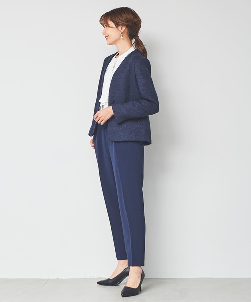 DRESS LAB(ドレスラボ)の「【手洗い可/セレモニースーツ】ツイードノーカラージャケット・タックセンタープレスパンツ 2点セット ≪卒業式 入学式 ママスーツ≫(スーツセット・レディース・ネイビー/アイボリー/ブラック・LL/L/S/M)」の13枚目の写真