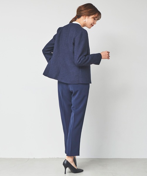 DRESS LAB(ドレスラボ)の「【手洗い可/セレモニースーツ】ツイードノーカラージャケット・タックセンタープレスパンツ 2点セット ≪卒業式 入学式 ママスーツ≫(スーツセット・レディース・ネイビー/アイボリー/ブラック・LL/L/S/M)」の9枚目の写真
