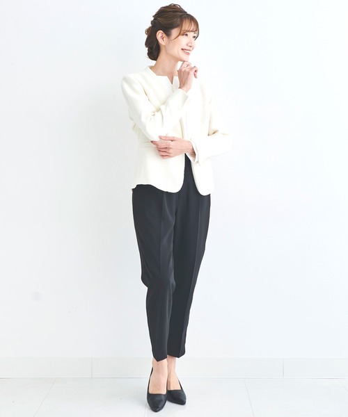 DRESS LAB(ドレスラボ)の「【手洗い可/セレモニースーツ】ツイードノーカラージャケット・タックセンタープレスパンツ 2点セット ≪卒業式 入学式 ママスーツ≫(スーツセット・レディース・ネイビー/アイボリー/ブラック・LL/L/S/M)」の18枚目の写真