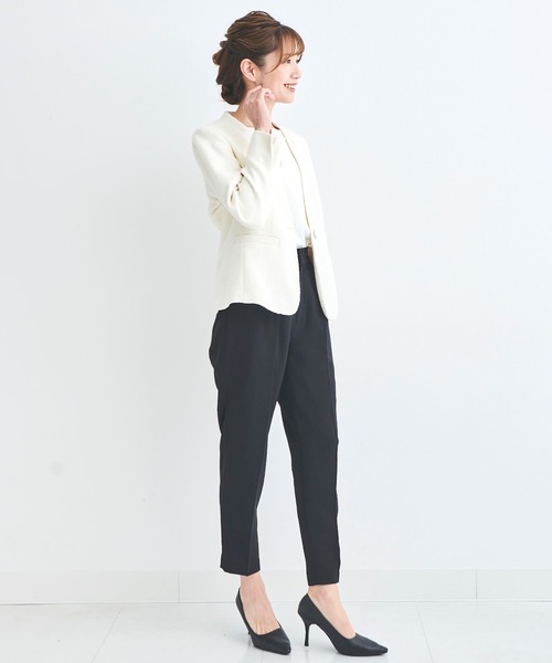 DRESS LAB(ドレスラボ)の「【手洗い可/セレモニースーツ】ツイードノーカラージャケット・タックセンタープレスパンツ 2点セット ≪卒業式 入学式 ママスーツ≫(スーツセット・レディース・ネイビー/アイボリー/ブラック・LL/L/S/M)」の19枚目の写真