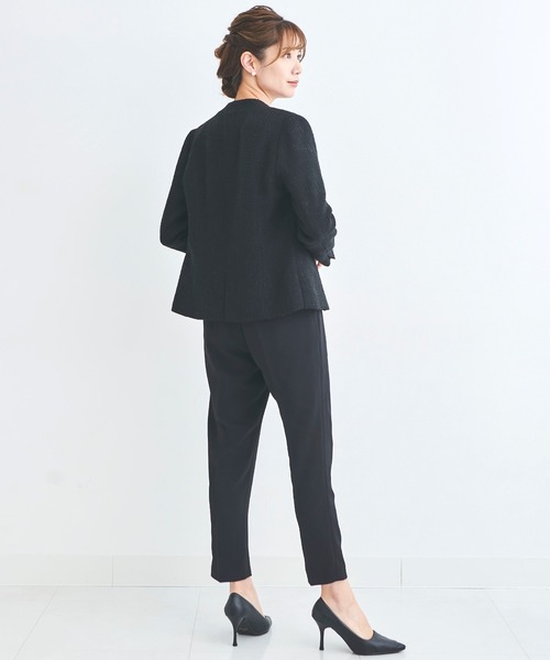 DRESS LAB(ドレスラボ)の「【手洗い可/セレモニースーツ】ツイードノーカラージャケット・タックセンタープレスパンツ 2点セット ≪卒業式 入学式 ママスーツ≫(スーツセット・レディース・ネイビー/アイボリー/ブラック・LL/L/S/M)」の6枚目の写真