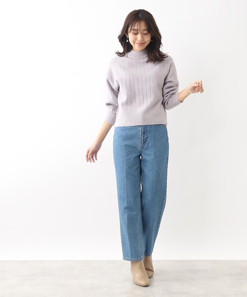 index（インデックス）の「◆≪5color≫ ワイドリブハイネックニット/ボリューム袖【洗濯機洗い可】（ニット/セーター・レディース・ブラウン系/ブルー/ライトグレー/ピンク系/パープル・40/42/38/36）」の16枚目の写真