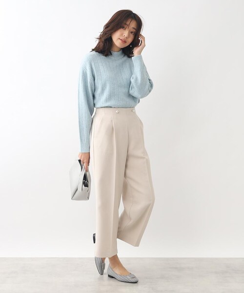 index（インデックス）の「◆≪5color≫ ワイドリブハイネックニット/ボリューム袖【洗濯機洗い可】（ニット/セーター・レディース・ブラウン系/ブルー/ライトグレー/ピンク系/パープル・40/42/38/36）」の18枚目の写真