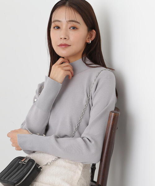 N.(N. Natural Beauty Basic)(エヌエヌナチュラルビューティーベーシック)の「◆スリットカフス総針ニット(ニット/セーター・レディース・オフホワイト/ホワイト×ブラック/グレー/ピンク・MEDIUM)」の22枚目の写真