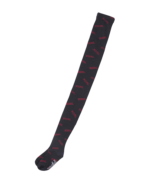 X-girl(エックスガール)の「COLLEGE LOGO TIGHTS(タイツ/ストッキング・レディース・ブラック/ネイビー・ONE SIZE)」の2枚目の写真