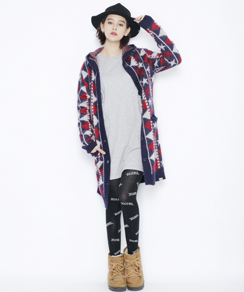 X-girl(エックスガール)の「COLLEGE LOGO TIGHTS(タイツ/ストッキング・レディース・ブラック/ネイビー・ONE SIZE)」の3枚目の写真