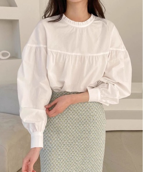 MAISON DE THERESE(メゾン ド テレーズ)の「パフスリーブシャツ(シャツ/ブラウス・レディース・ホワイト/パープル・S/M)」の3枚目の写真