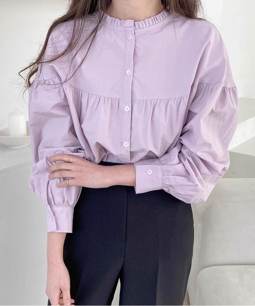 MAISON DE THERESE(メゾン ド テレーズ)の「パフスリーブシャツ(シャツ/ブラウス・レディース・ホワイト/パープル・S/M)」の4枚目の写真