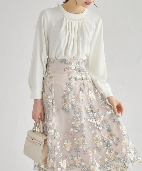 tocco closet（トッコ　クローゼット）の「パール付きタック入りベネシャンブラウス（シャツ/ブラウス・レディース・アイボリー/ピンク/ライトグレー/ネイビー・M）」の10枚目の写真