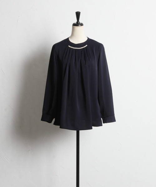 tocco closet（トッコ　クローゼット）の「パール付きタック入りベネシャンブラウス（シャツ/ブラウス・レディース・アイボリー/ピンク/ライトグレー/ネイビー・M）」の22枚目の写真