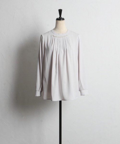 tocco closet（トッコ　クローゼット）の「パール付きタック入りベネシャンブラウス（シャツ/ブラウス・レディース・アイボリー/ピンク/ライトグレー/ネイビー・M）」の21枚目の写真