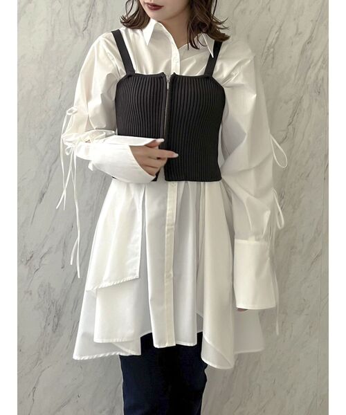 dazzlin（ダズリン）の「ダブルジップニットビスチェ（キャミソール・レディース・ブラック/オフホワイト/オレンジ・FREE）」の10枚目の写真