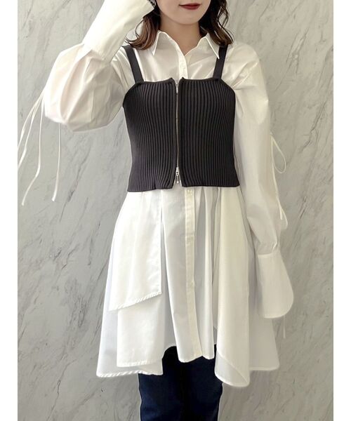 dazzlin（ダズリン）の「ダブルジップニットビスチェ（キャミソール・レディース・ブラック/オフホワイト/オレンジ・FREE）」の9枚目の写真