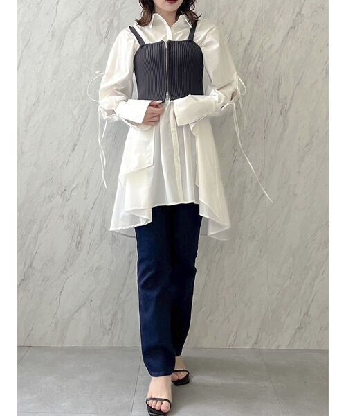 dazzlin（ダズリン）の「ダブルジップニットビスチェ（キャミソール・レディース・ブラック/オフホワイト/オレンジ・FREE）」の7枚目の写真