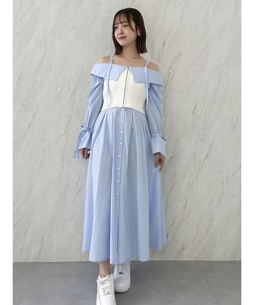 dazzlin（ダズリン）の「ダブルジップニットビスチェ（キャミソール・レディース・ブラック/オフホワイト/オレンジ・FREE）」の21枚目の写真