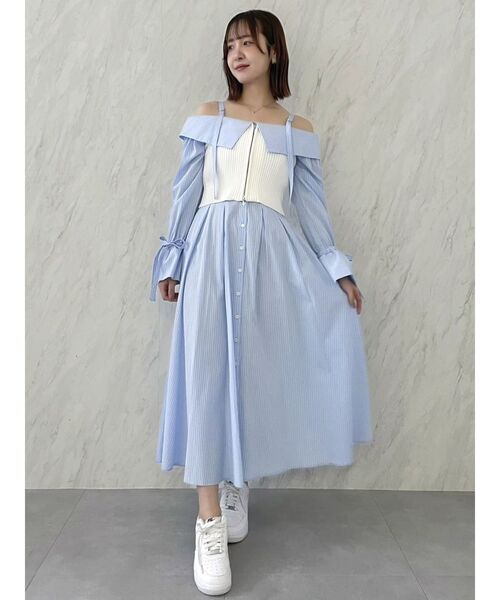 dazzlin（ダズリン）の「ダブルジップニットビスチェ（キャミソール・レディース・ブラック/オフホワイト/オレンジ・FREE）」の20枚目の写真