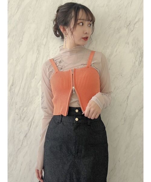 dazzlin（ダズリン）の「ダブルジップニットビスチェ（キャミソール・レディース・ブラック/オフホワイト/オレンジ・FREE）」の17枚目の写真