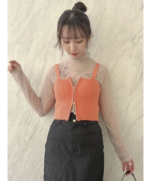 dazzlin（ダズリン）の「ダブルジップニットビスチェ（キャミソール・レディース・ブラック/オフホワイト/オレンジ・FREE）」の15枚目の写真