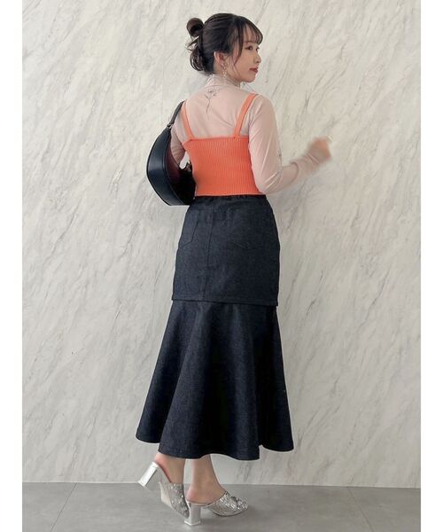 dazzlin（ダズリン）の「ダブルジップニットビスチェ（キャミソール・レディース・ブラック/オフホワイト/オレンジ・FREE）」の12枚目の写真