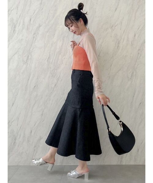 dazzlin（ダズリン）の「ダブルジップニットビスチェ（キャミソール・レディース・ブラック/オフホワイト/オレンジ・FREE）」の11枚目の写真