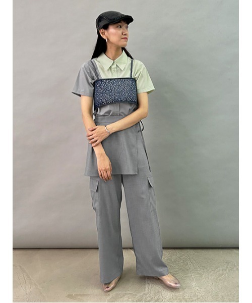 miette（ミエット）の「カーブラインバイカラー半袖シャツ（シャツ/ブラウス・レディース・オフホワイト/ホワイト系その他/ライトグリーン・FREE）」の4枚目の写真