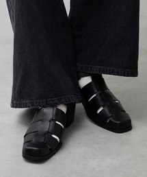 CALLNE（カルネ）の「【CALLNE】Real Leather Squaretoe Gluca Heelsandal / 本革スクエアトゥグルカヒールサンダル（サンダル）」