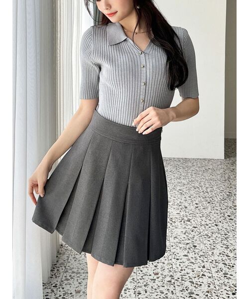 RESEXXY(リゼクシー)の「プリーツデザインミニスカート(スカート・レディース・チャコールグレー/ブラック/アイボリー・FREE)」の3枚目の写真