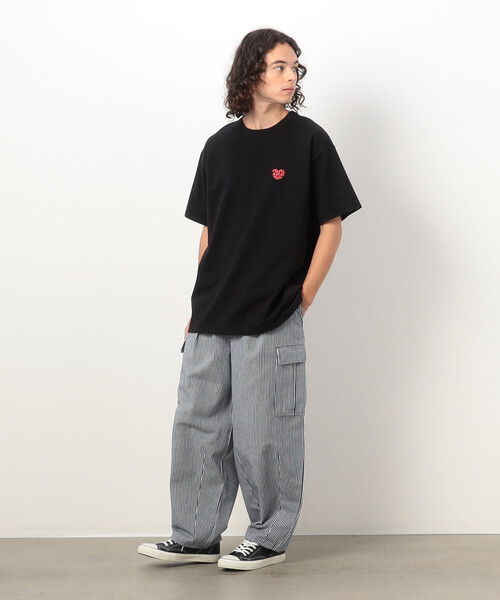 セール】ハートロゴプリント ロング丈半袖Tシャツ（Tシャツ