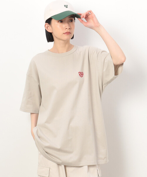 Purple&Yellow（パープルアンドイエロー）の「ハートロゴプリント ロング丈半袖Ｔシャツ（Tシャツ/カットソー・メンズ・ネイビー/ベージュ/ホワイト/ブラック・SMALL/MEDIUM/LARGE）」の22枚目の写真